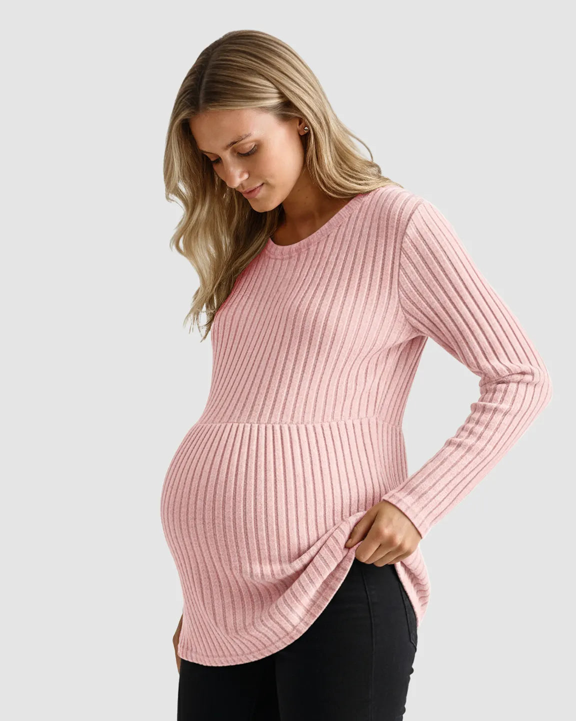 Soft Ribbed Long Sleeve Maternity Top