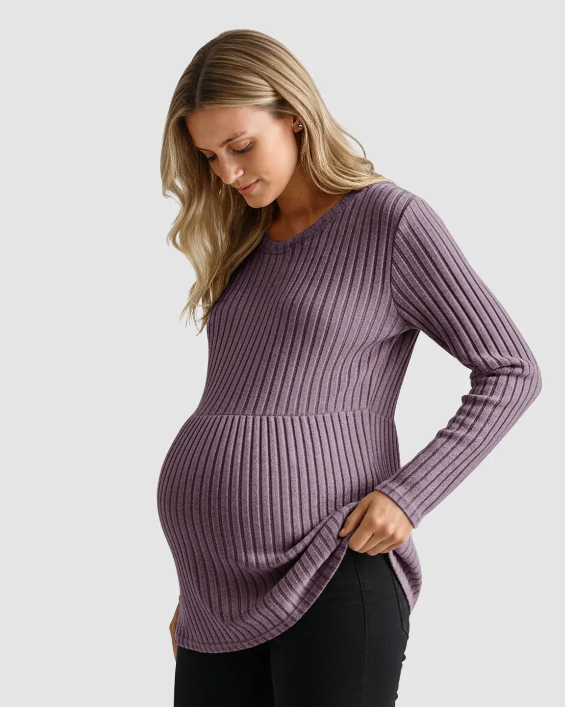 Soft Ribbed Long Sleeve Maternity Top