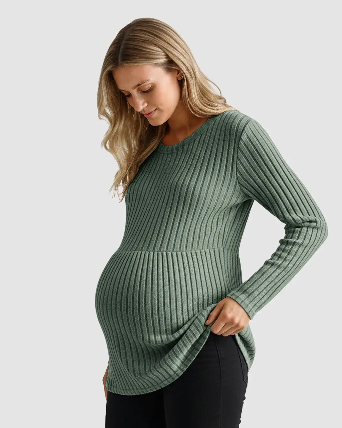 Soft Ribbed Long Sleeve Maternity Top
