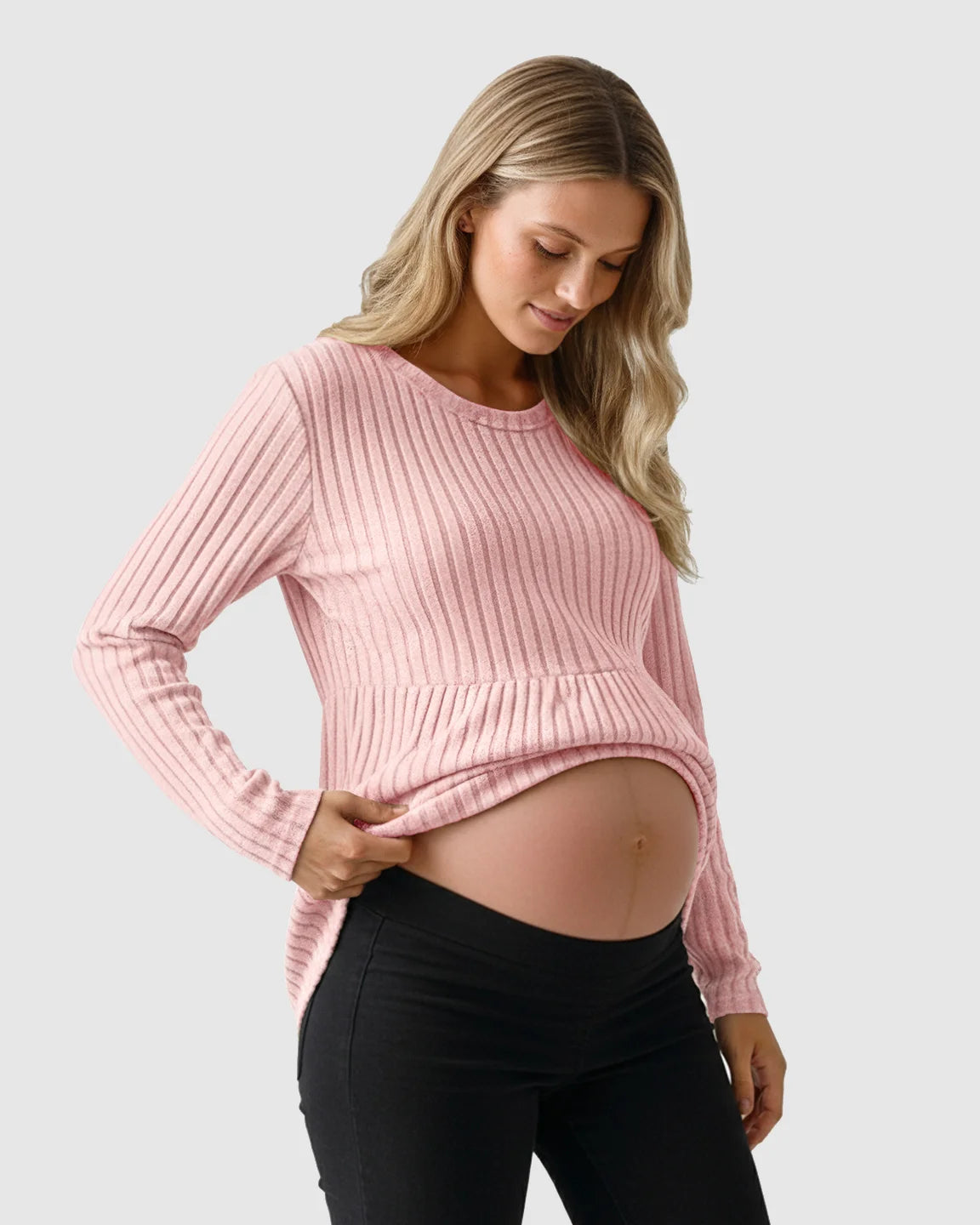Soft Ribbed Long Sleeve Maternity Top