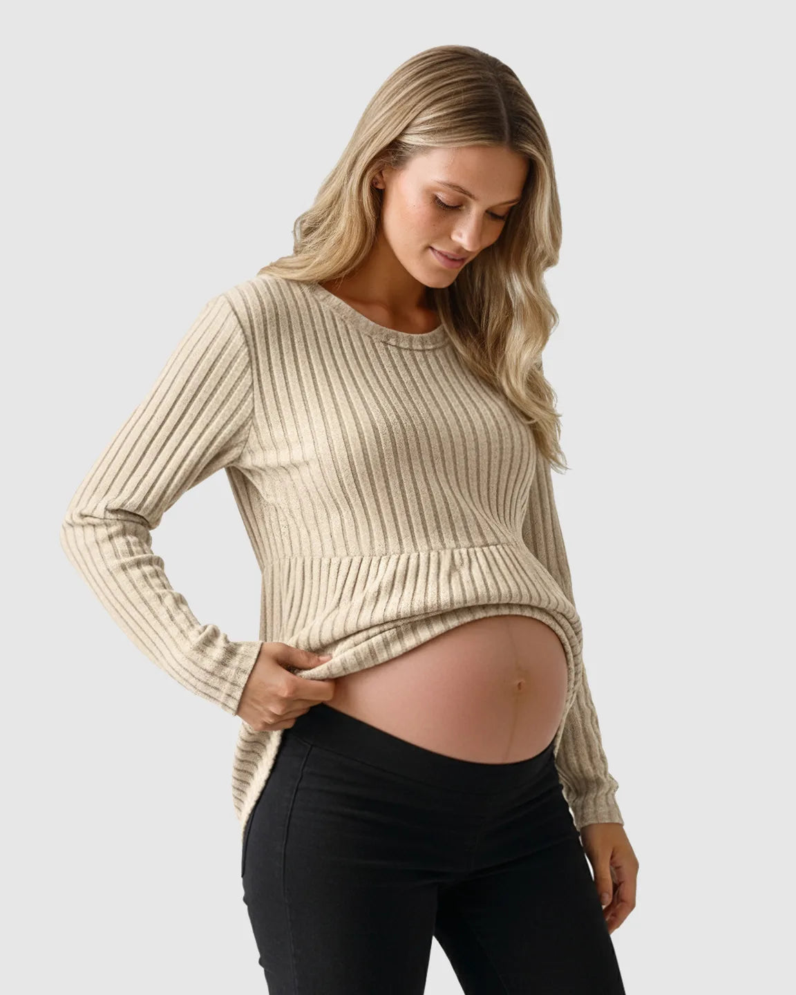 Soft Ribbed Long Sleeve Maternity Top