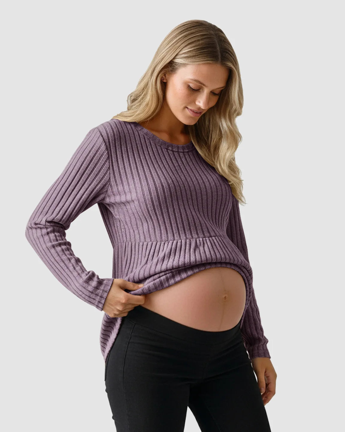 Soft Ribbed Long Sleeve Maternity Top