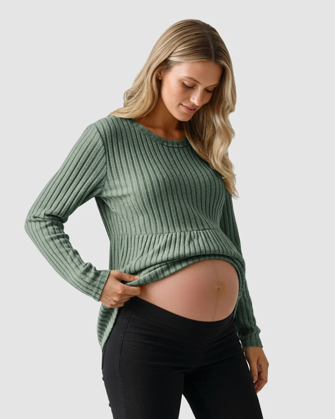 Soft Ribbed Long Sleeve Maternity Top