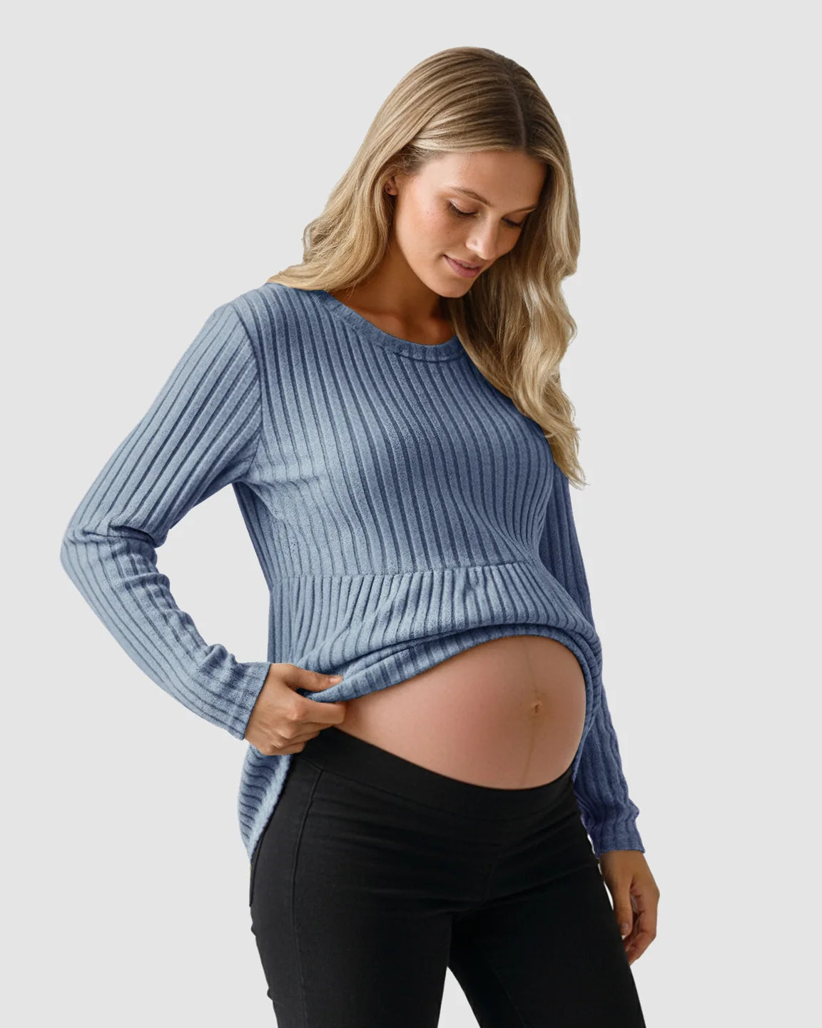 Soft Ribbed Long Sleeve Maternity Top