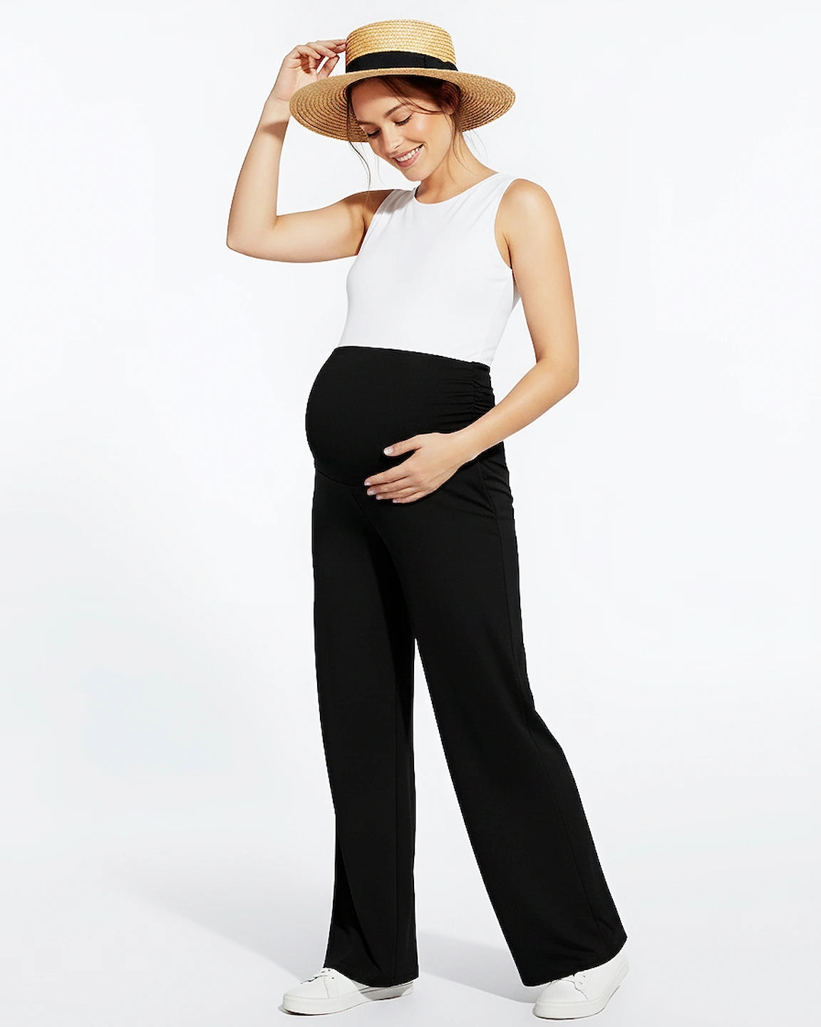 Ruched Hem Over Belly Casual Maternity Pant