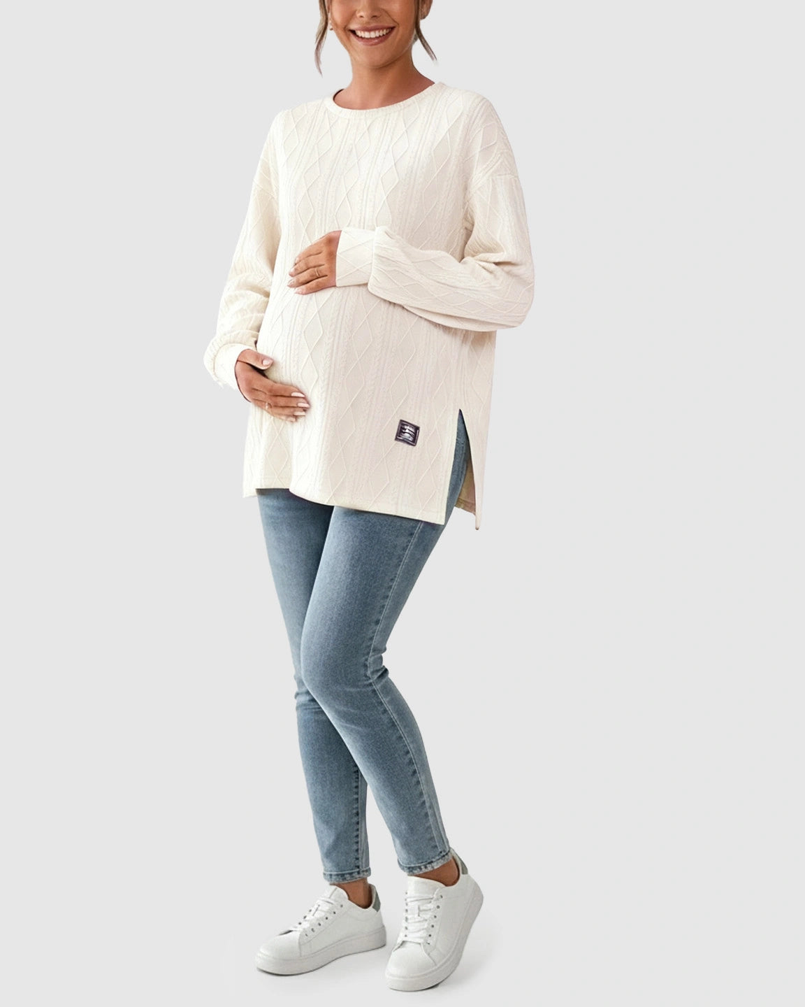 Elegant Textured Loose Fit Maternity Top
