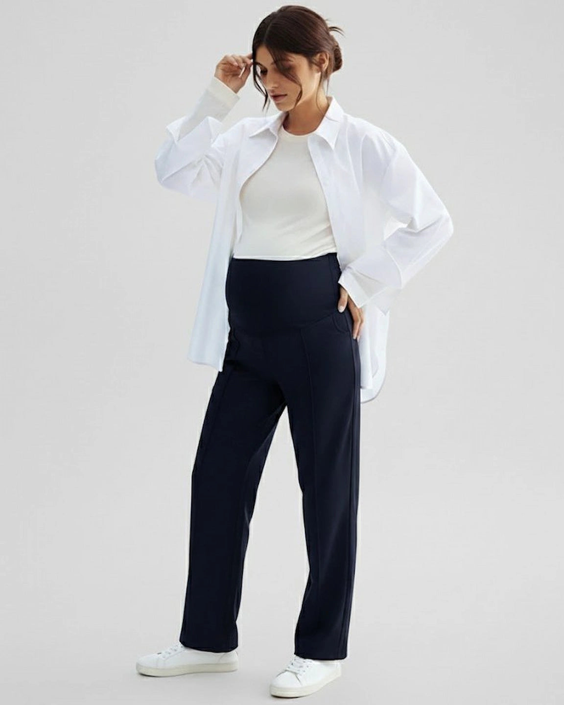 High-Waist Maternity Stretch Chino Pants