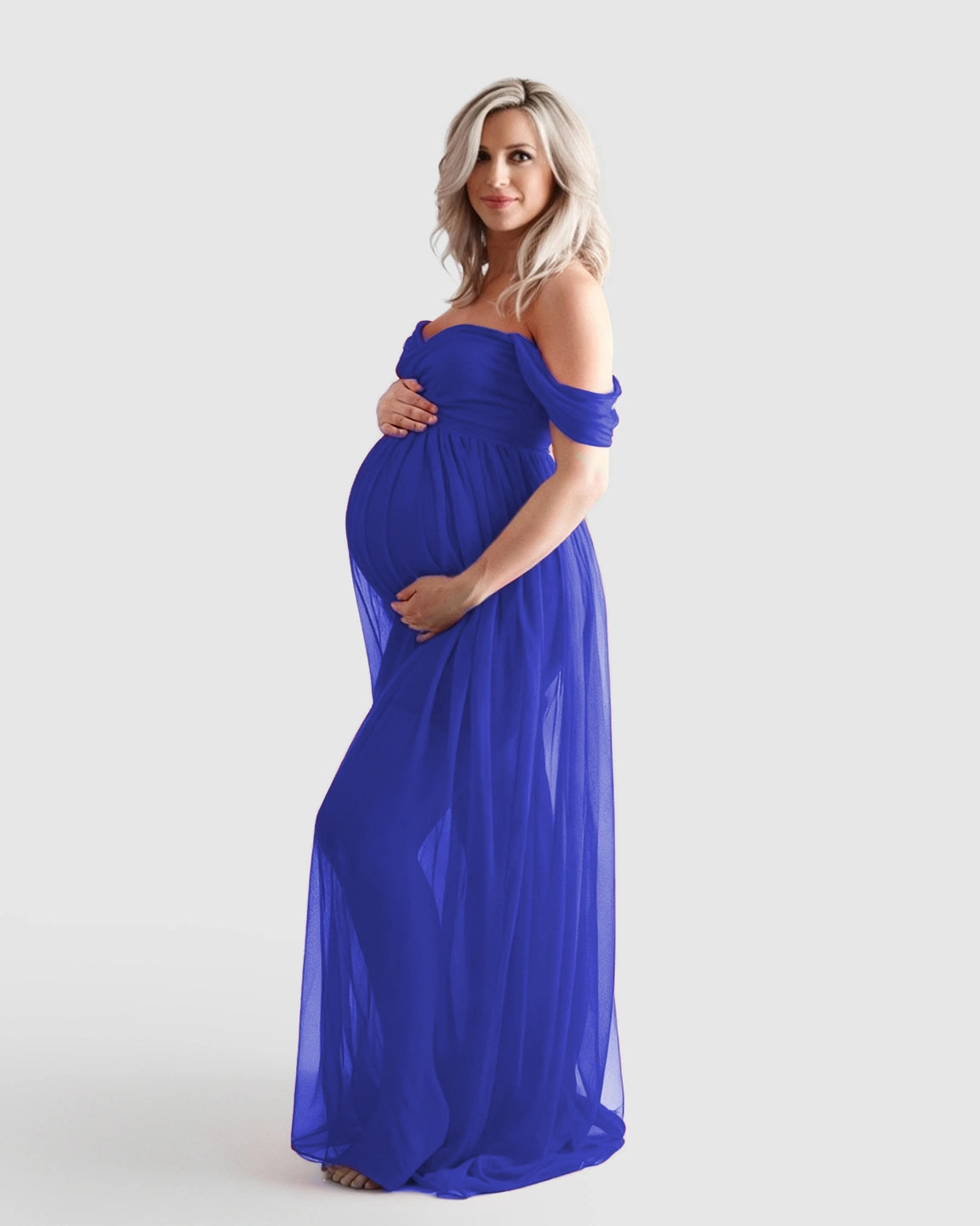 Off-Shoulder Flowing Maternity Photoshoot Gown