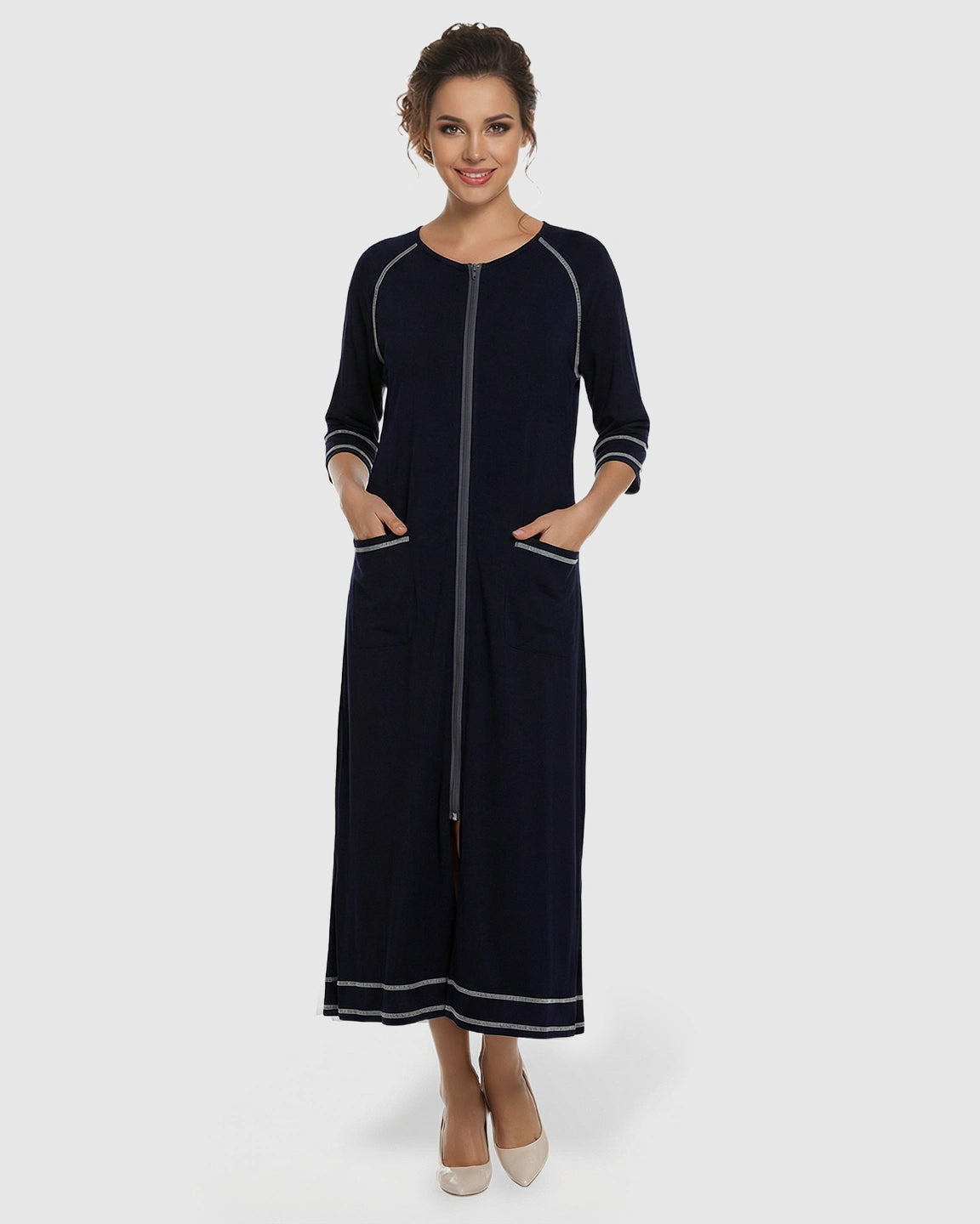 Front Zipper Loose Fit Maternity & Nursing Dress