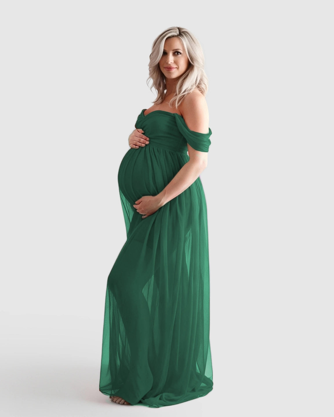Off-Shoulder Flowing Maternity Photoshoot Gown