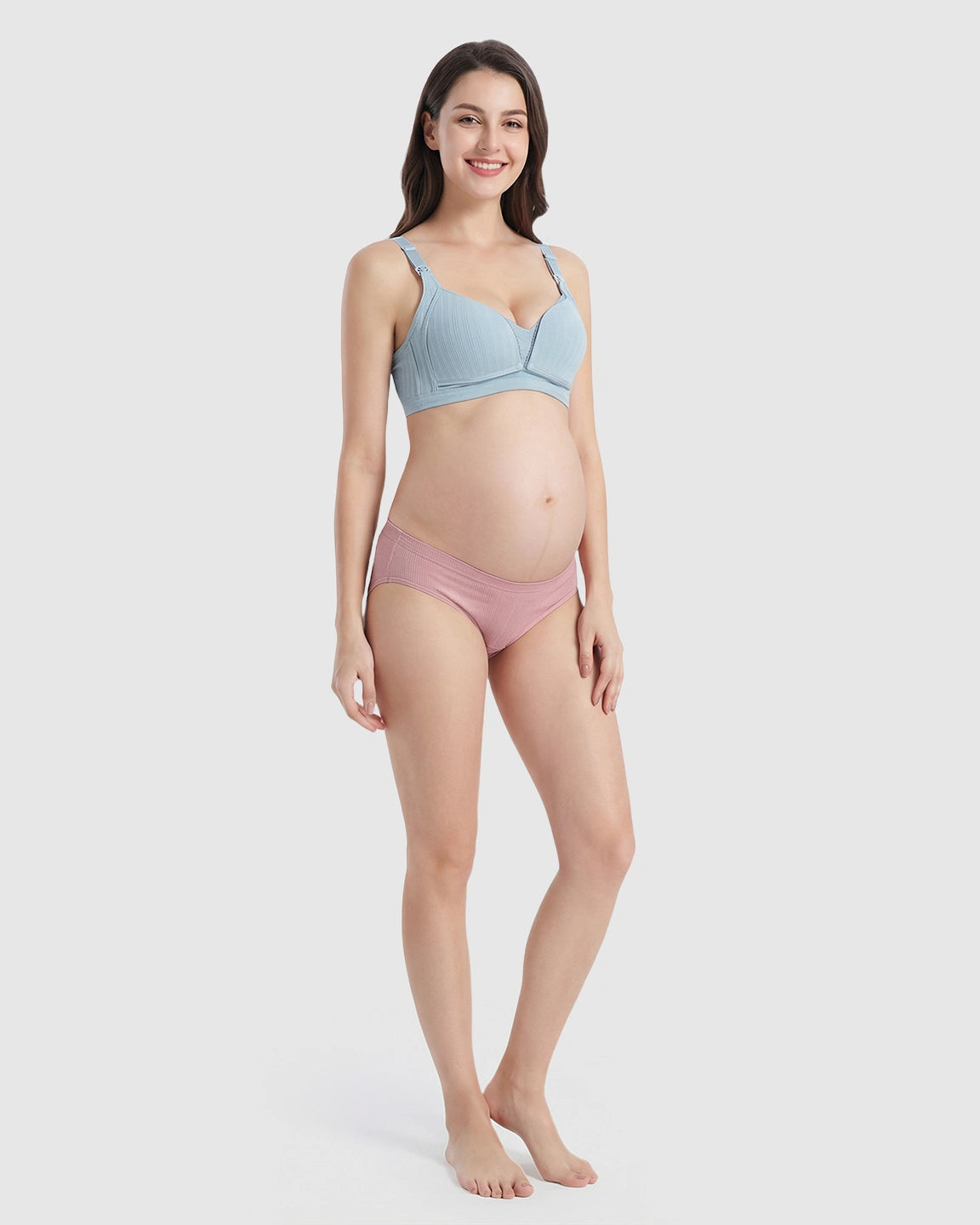 Front-Open Ribbed V-Neck Nursing Bra