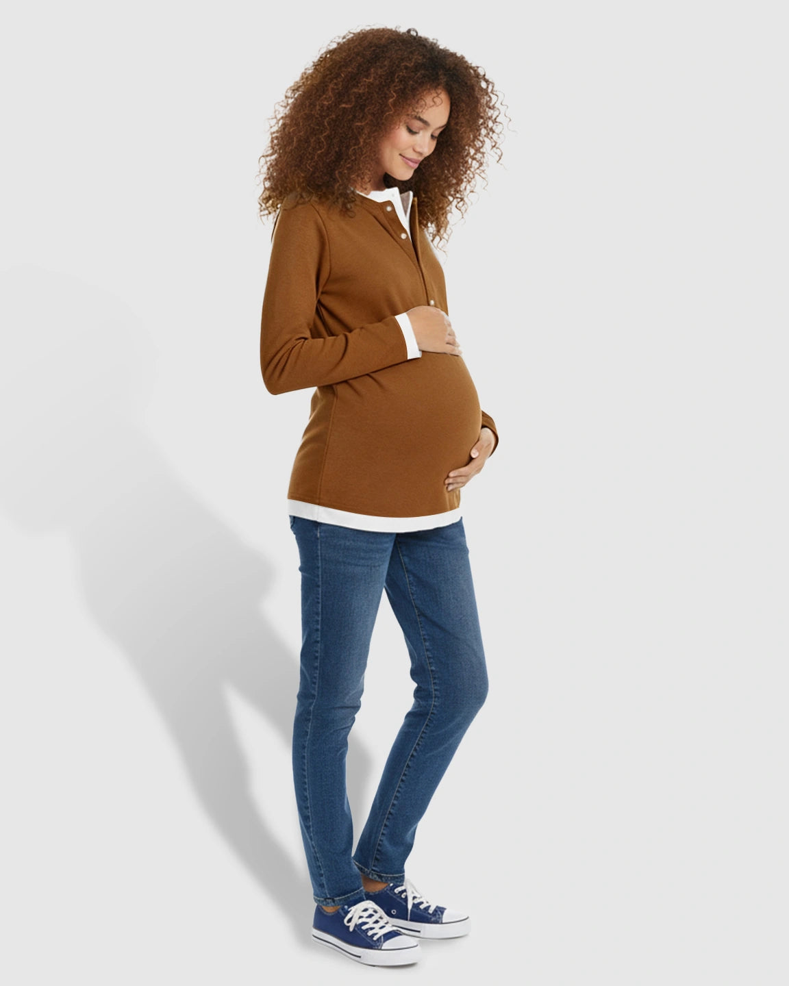 Button-Front Henley Maternity Top