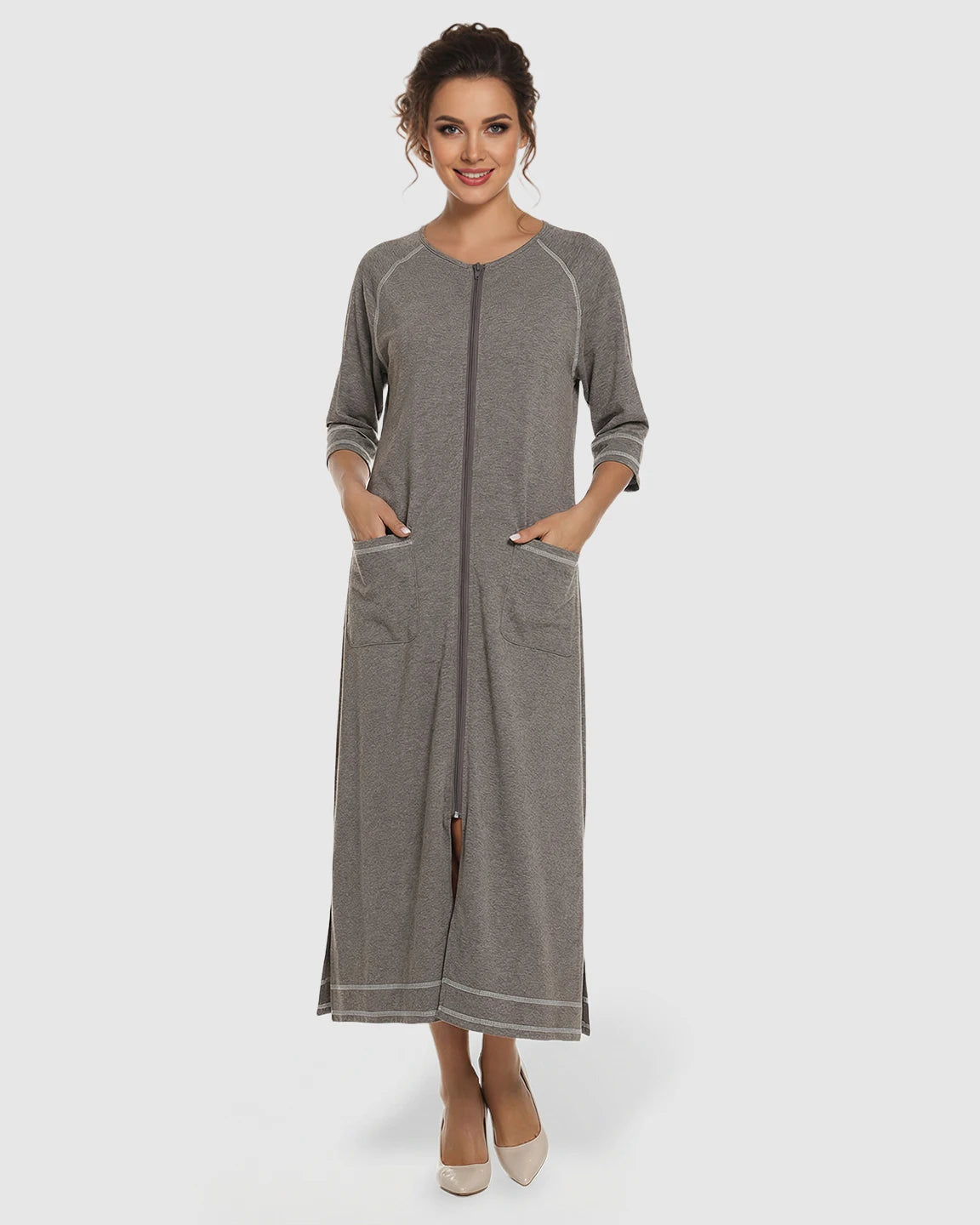 Front Zipper Loose Fit Maternity & Nursing Dress
