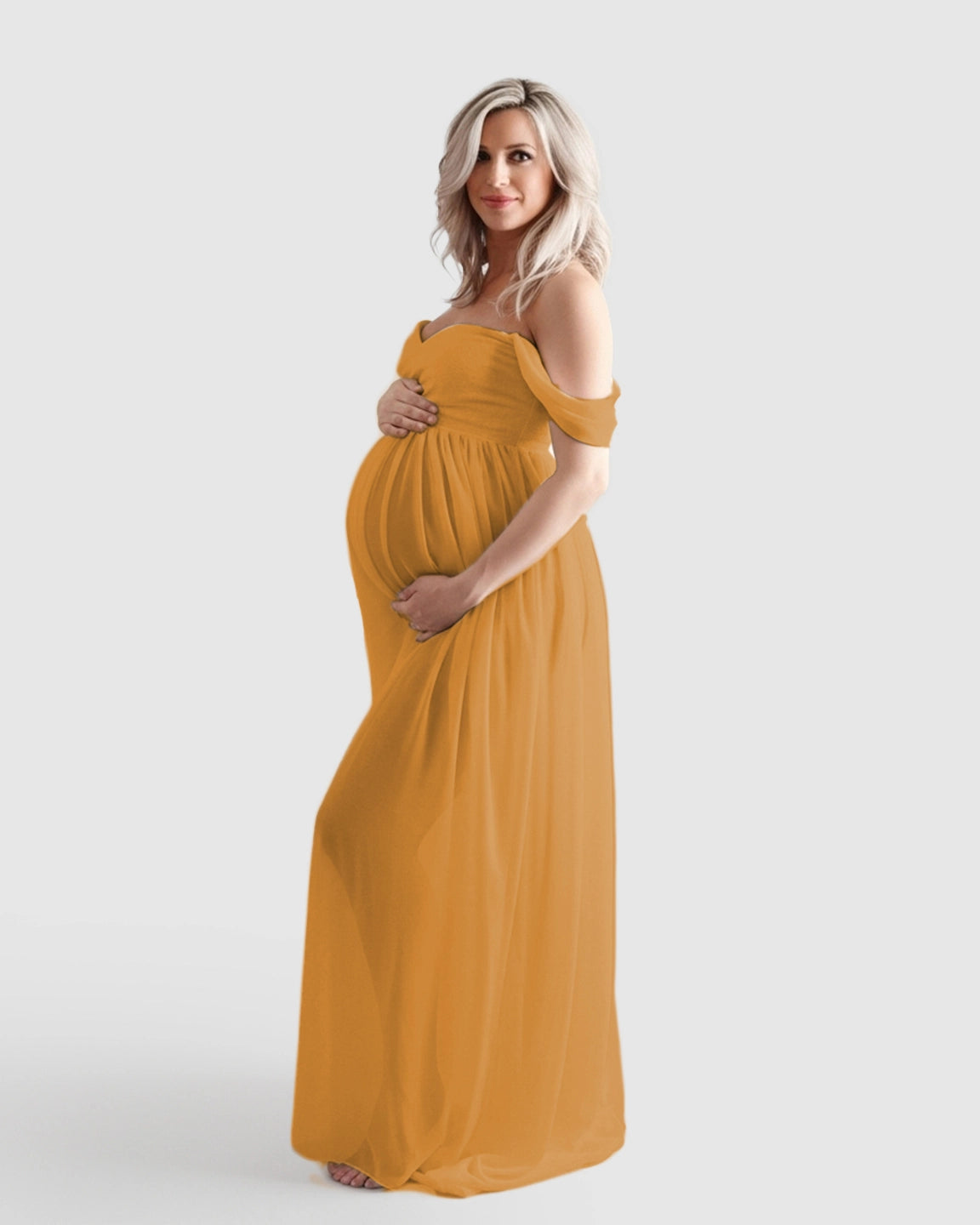 Off-Shoulder Flowing Maternity Photoshoot Gown