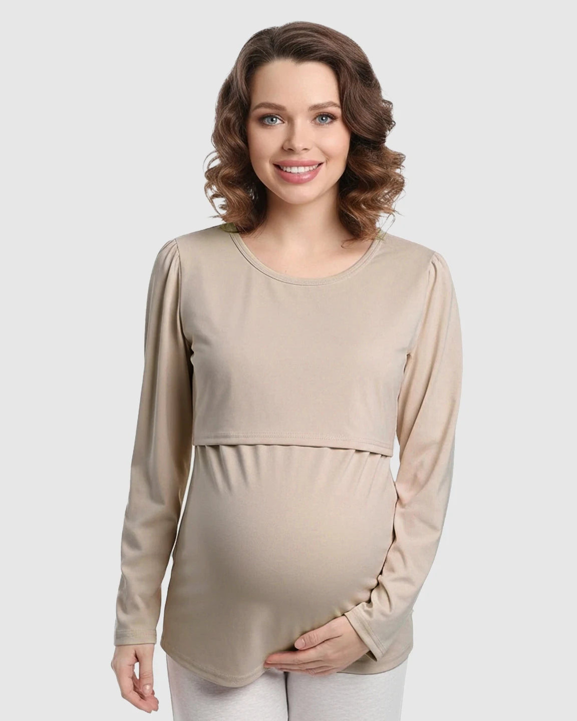 Round Neck Nursing Top With Feeding Port