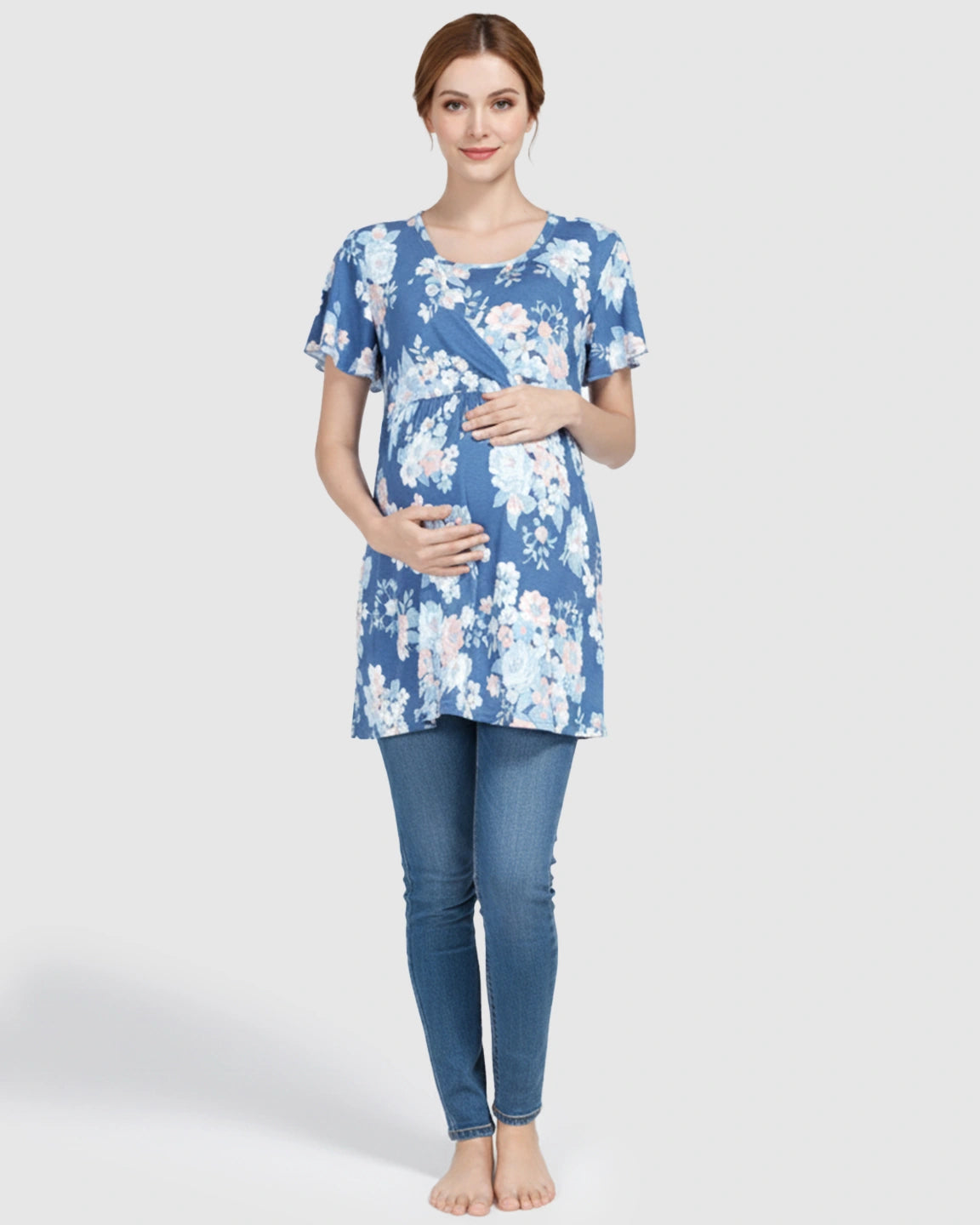 Floral Modal Stretch Nursing & Maternity T-Shirt