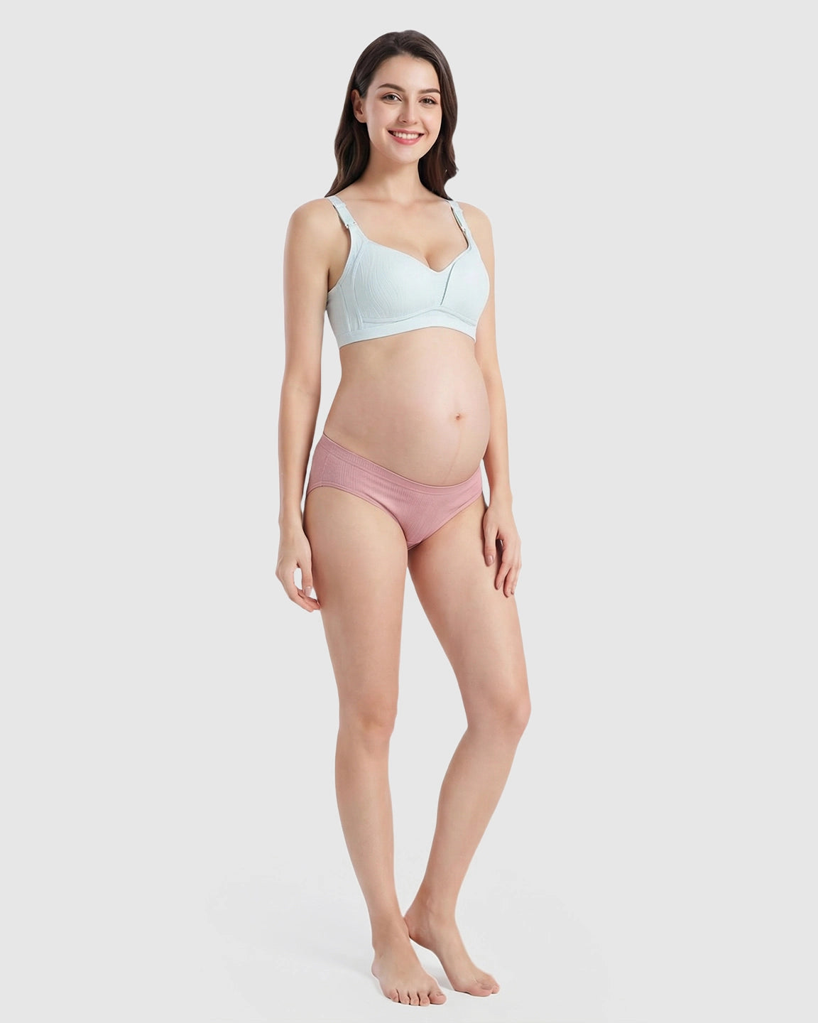 Front-Open Ribbed V-Neck Nursing Bra