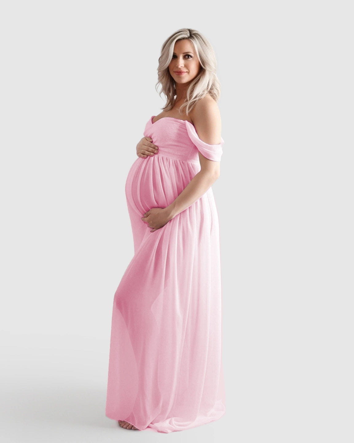 Off-Shoulder Flowing Maternity Photoshoot Gown