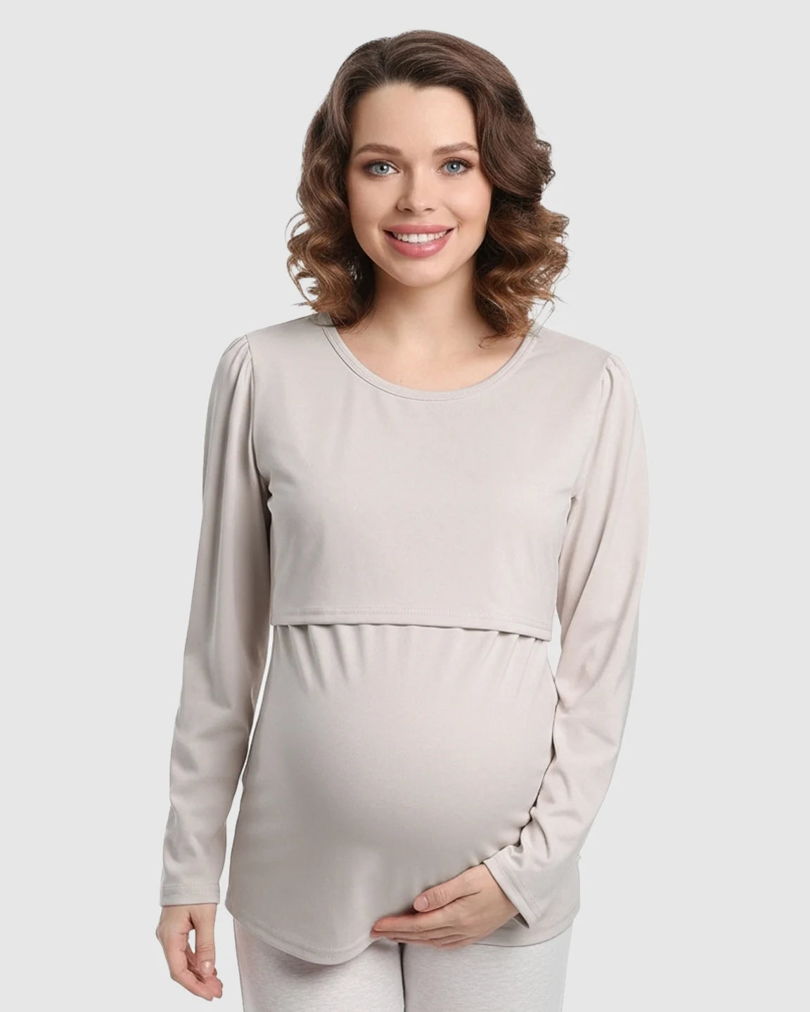 Round Neck Nursing Top With Feeding Port