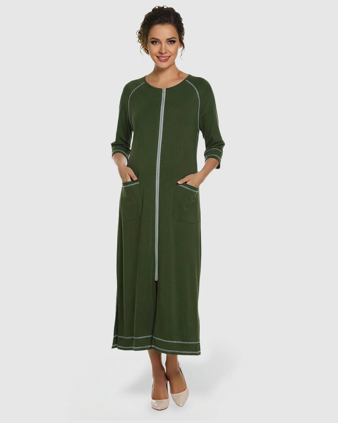 Front Zipper Loose Fit Maternity & Nursing Dress