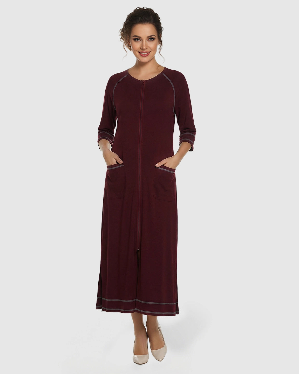 Front Zipper Loose Fit Maternity & Nursing Dress