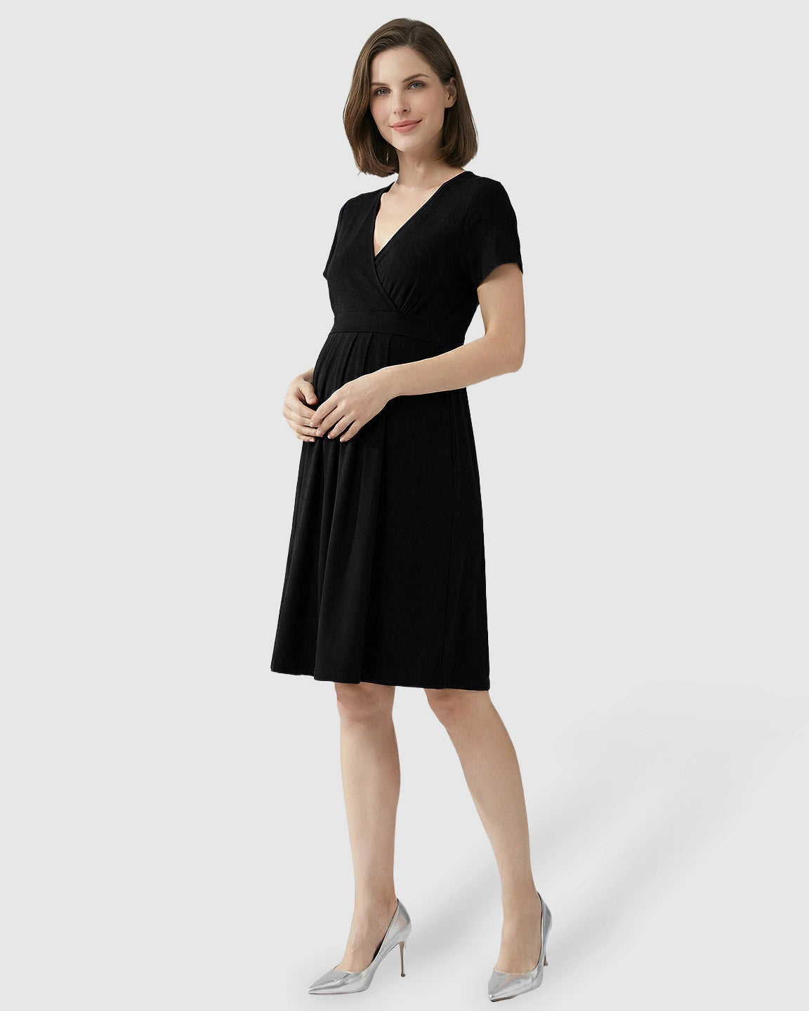 V-Neck A-Line Maternity & Nursing Dress