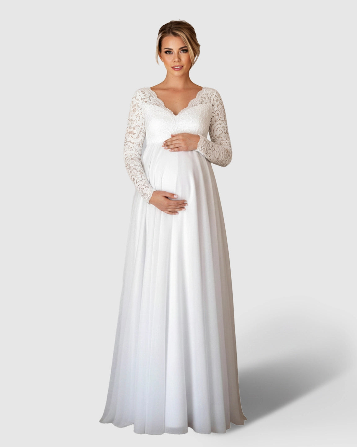 Open-Back Flowing Maternity Bridal Gown