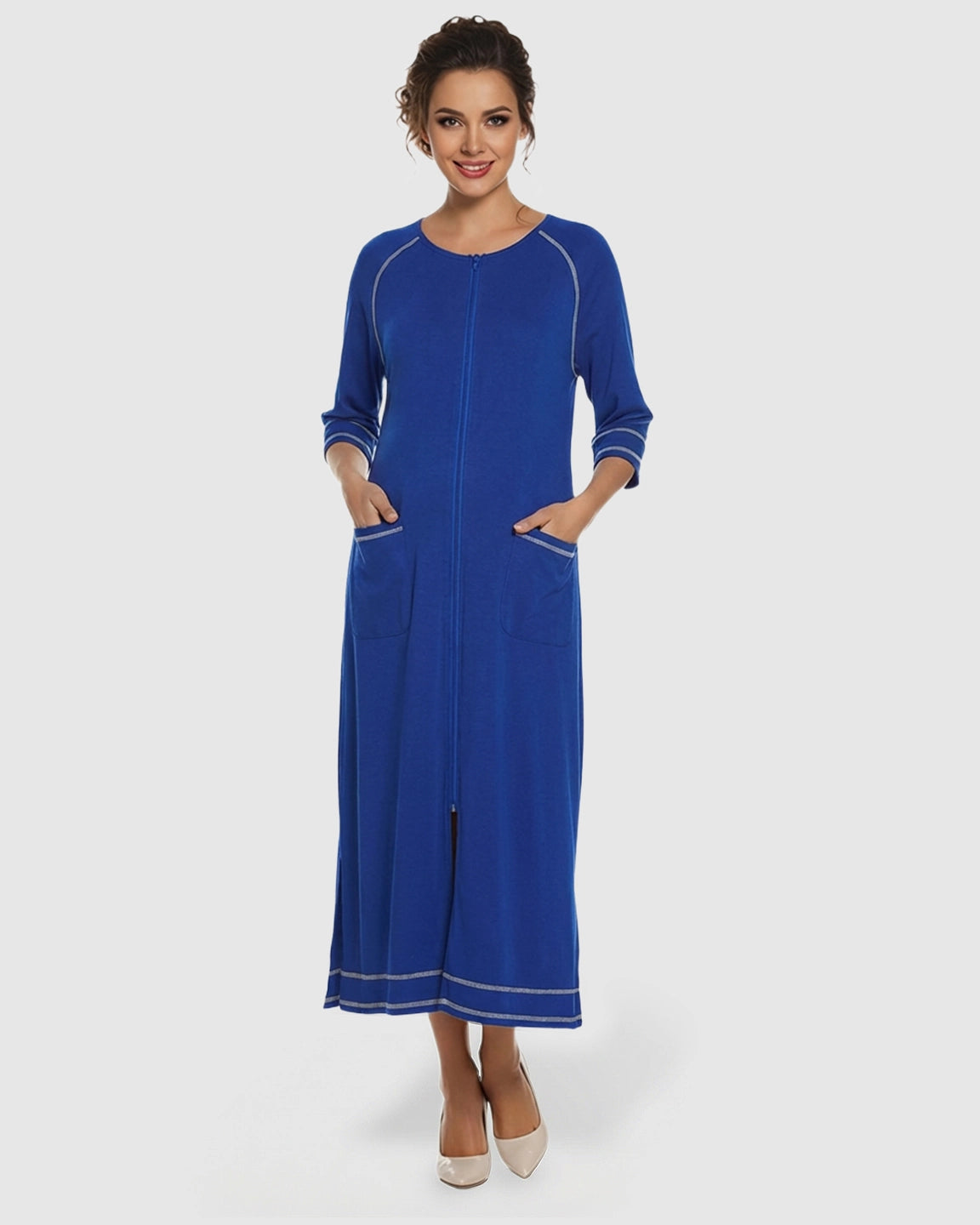 Front Zipper Loose Fit Maternity & Nursing Dress