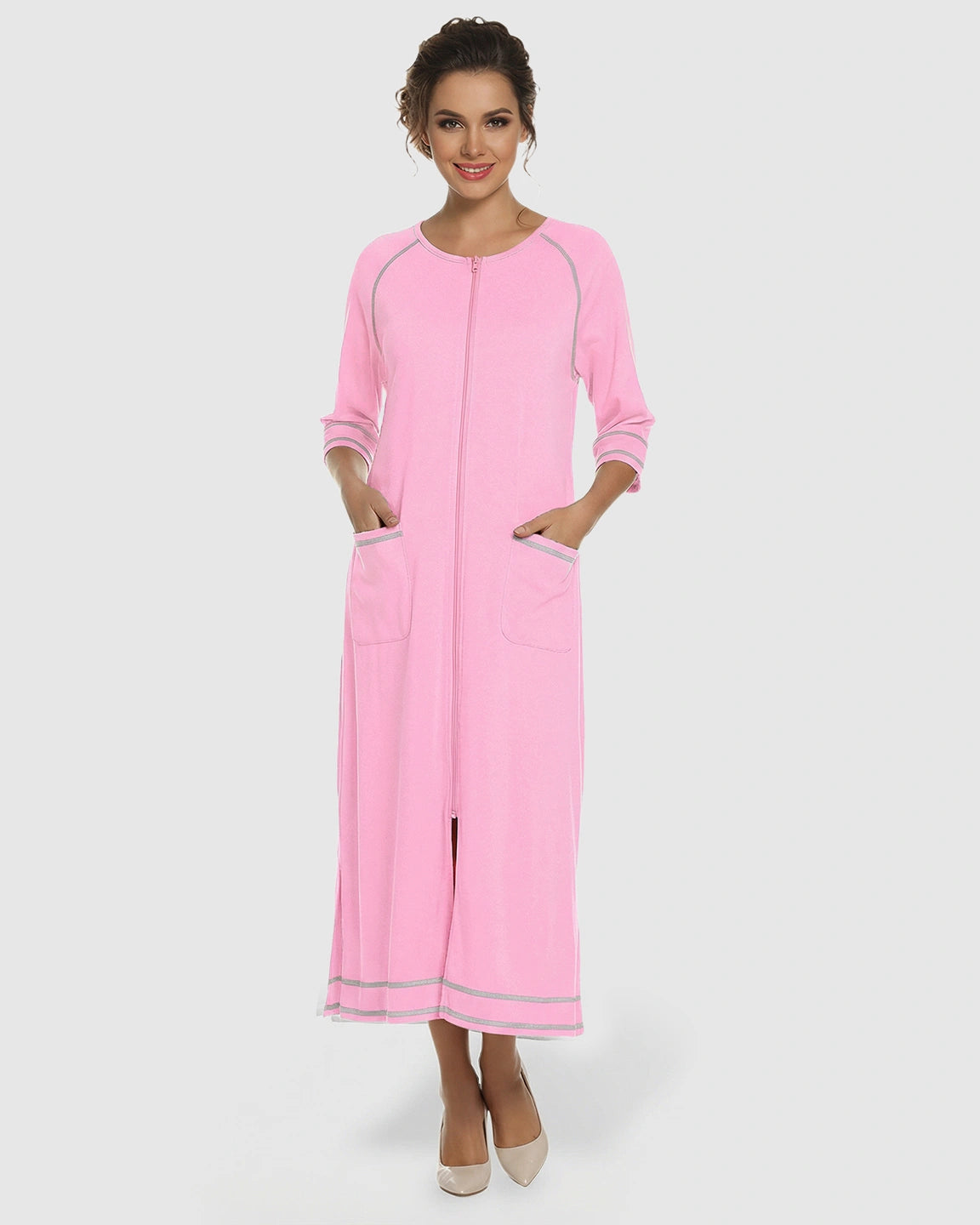 Front Zipper Loose Fit Maternity & Nursing Dress