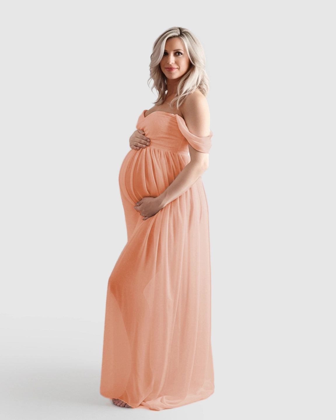 Off-Shoulder Flowing Maternity Photoshoot Gown