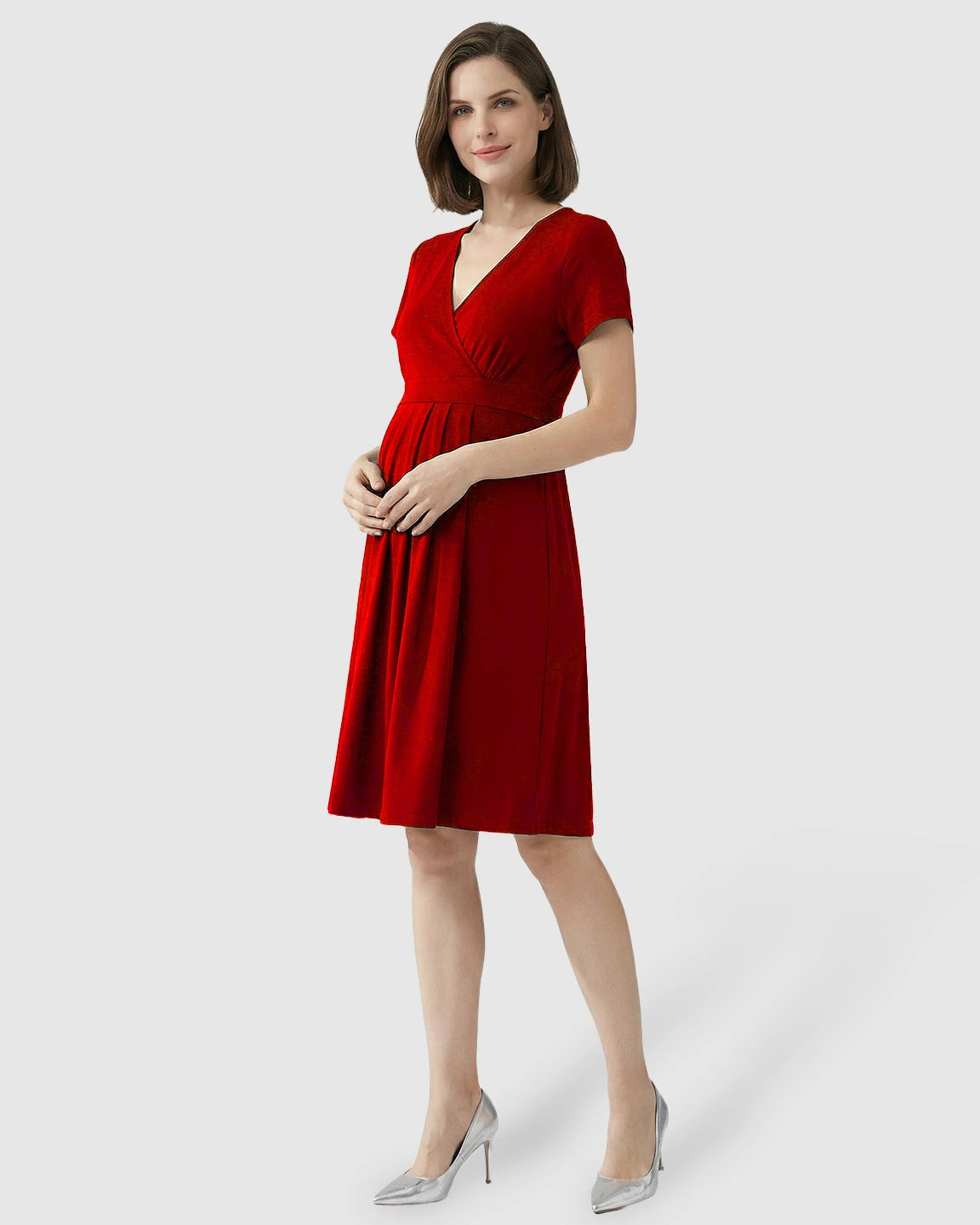 V-Neck A-Line Maternity & Nursing Dress