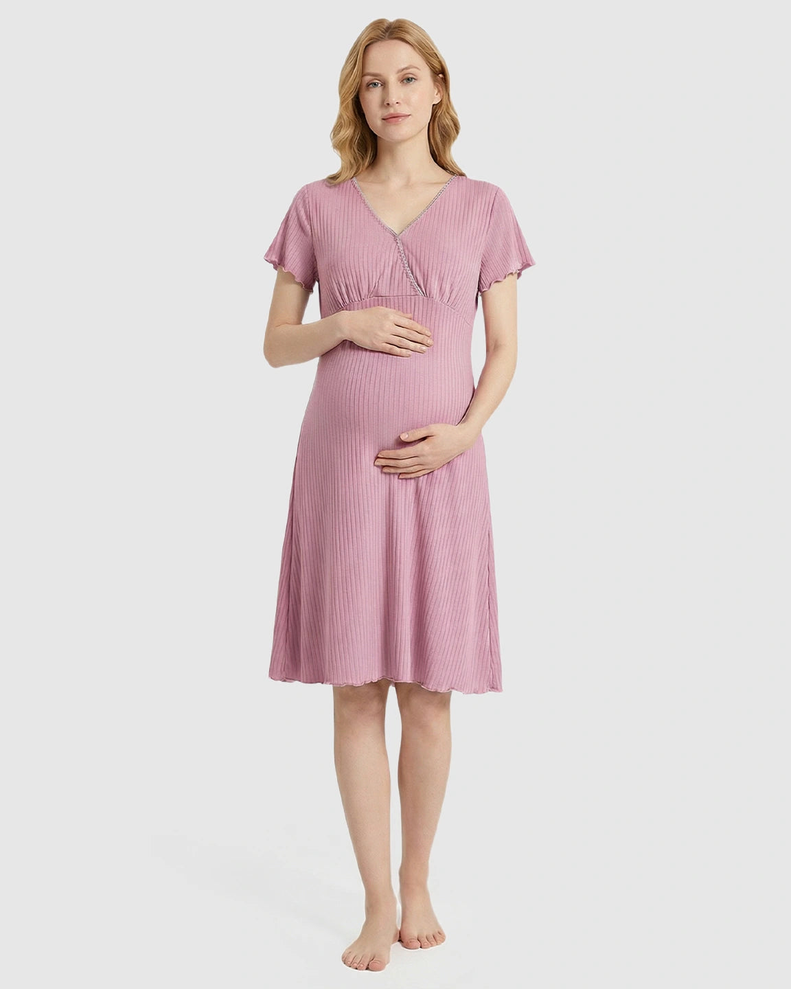 Hidden Nursing Access K-Fashion Maternity Lounge Dress