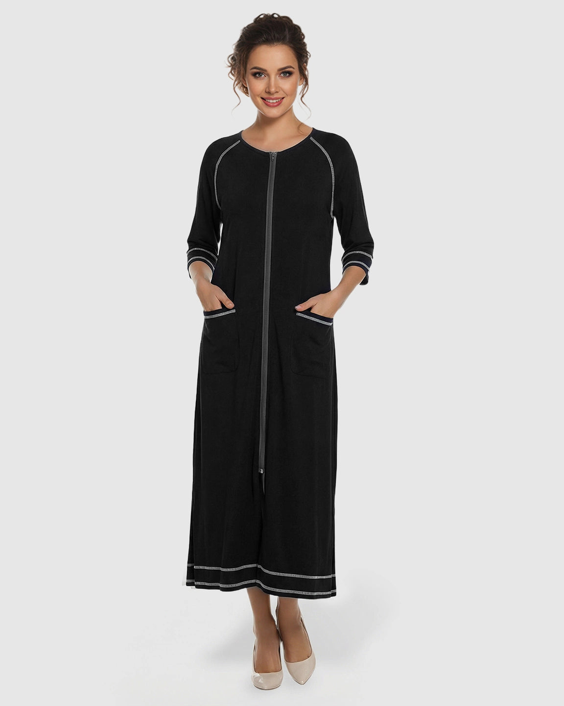 Front Zipper Loose Fit Maternity & Nursing Dress