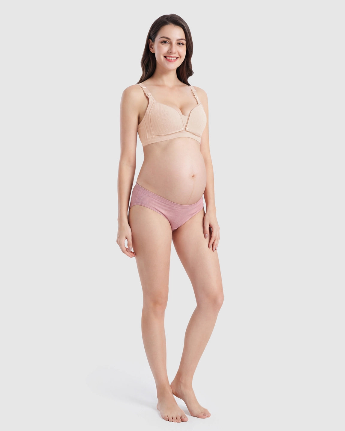 Front-Open Ribbed V-Neck Nursing Bra