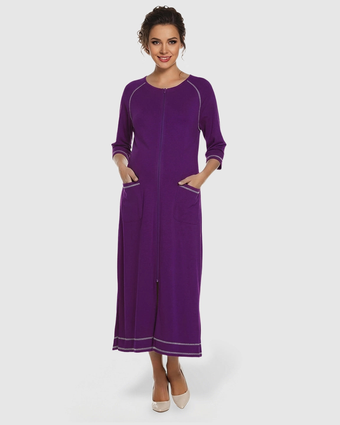 Front Zipper Loose Fit Maternity & Nursing Dress