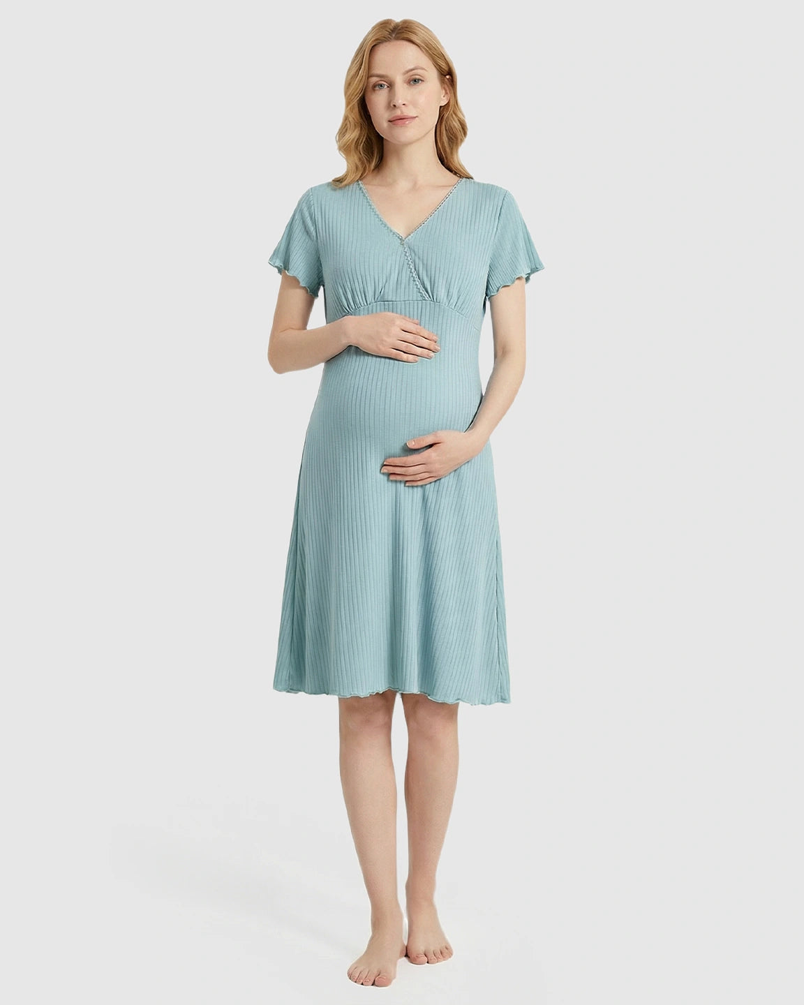 Hidden Nursing Access K-Fashion Maternity Lounge Dress