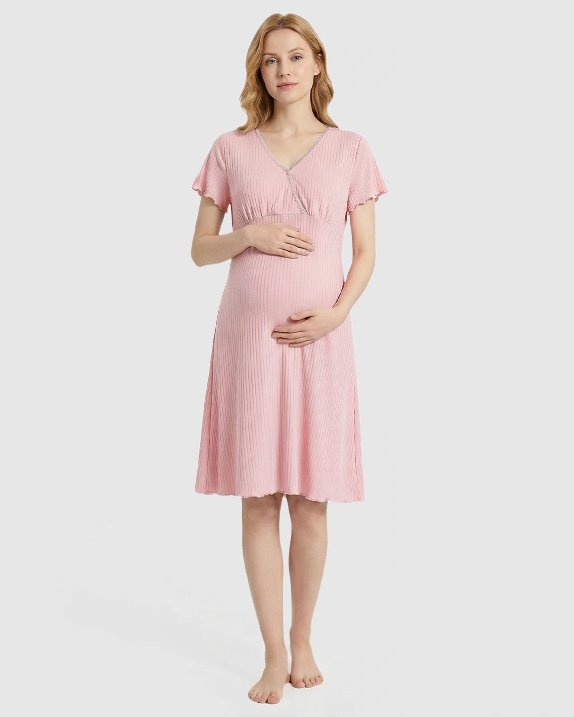 Hidden Nursing Access K-Fashion Maternity Lounge Dress