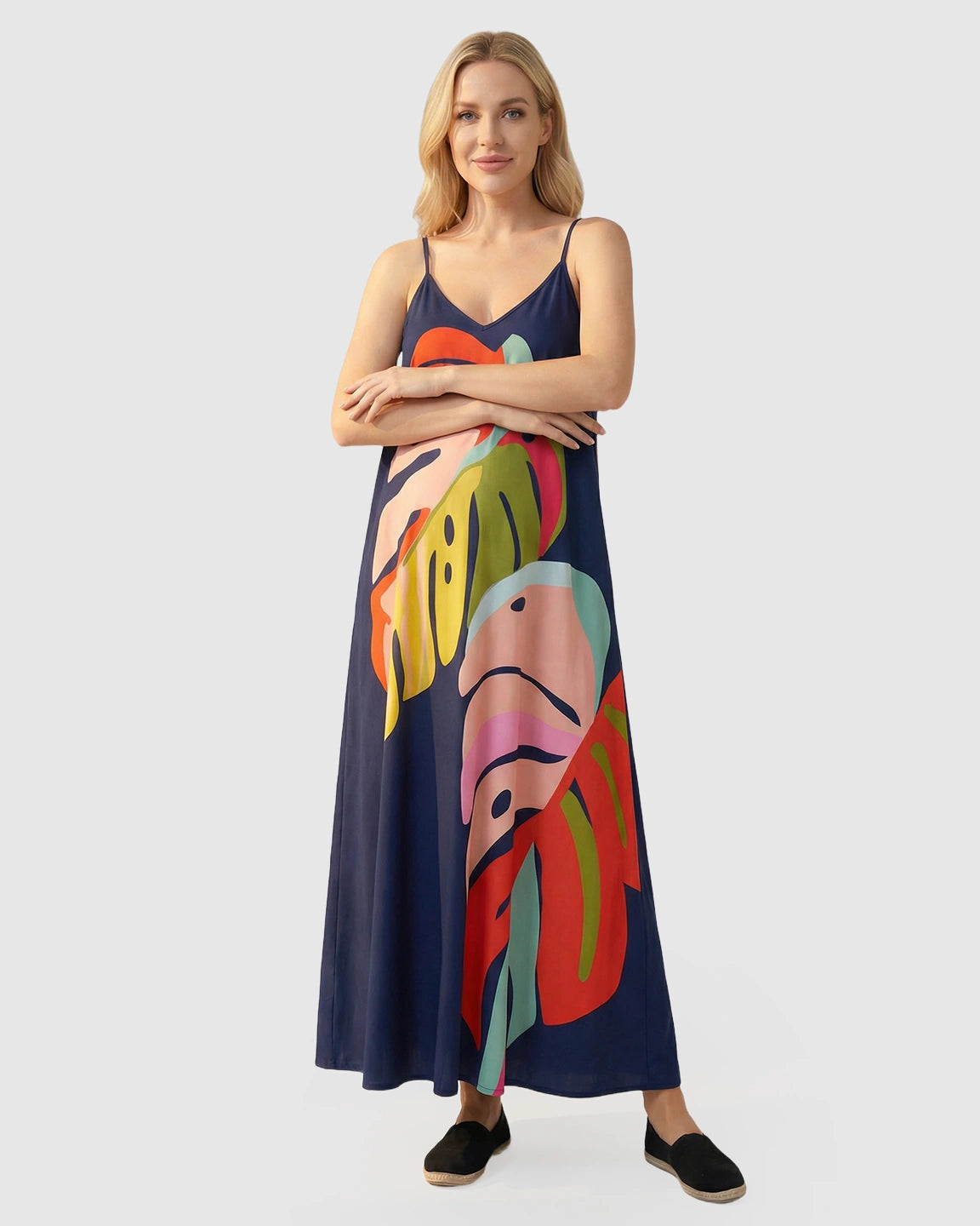 Sleeveless Sling Strap Maternity Maxi Dress
