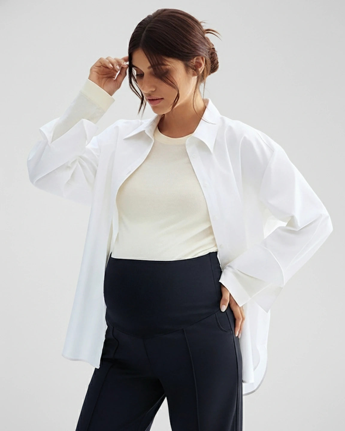 High-Waist Maternity Stretch Chino Pants