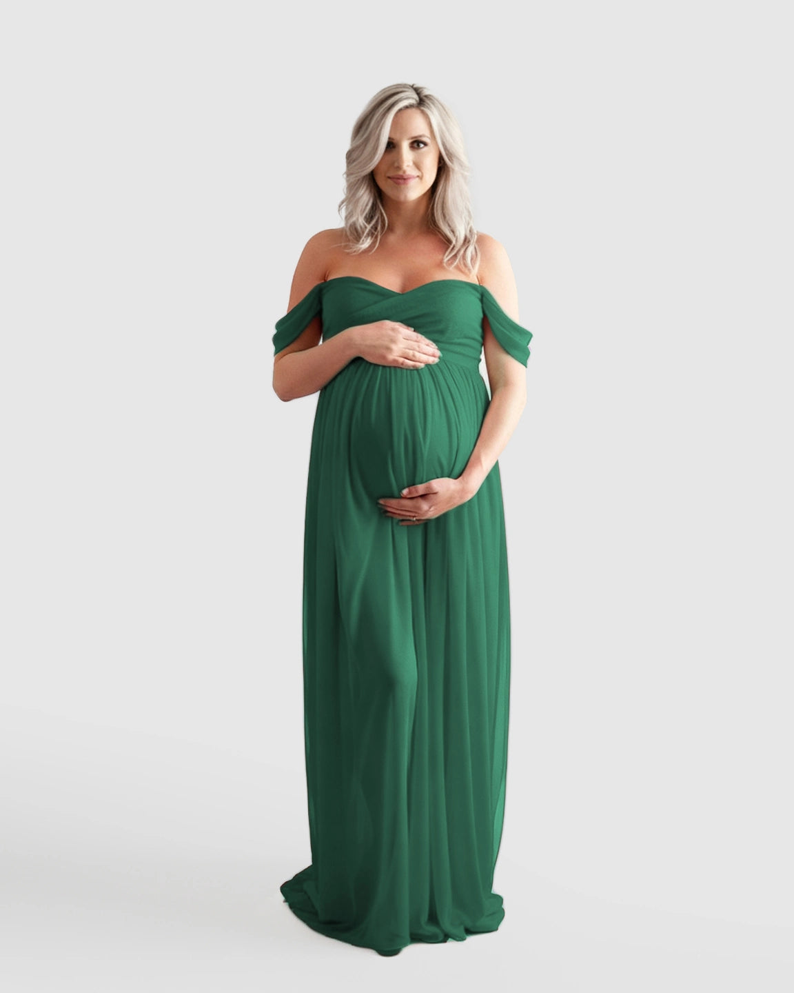 Off-Shoulder Flowing Maternity Photoshoot Gown