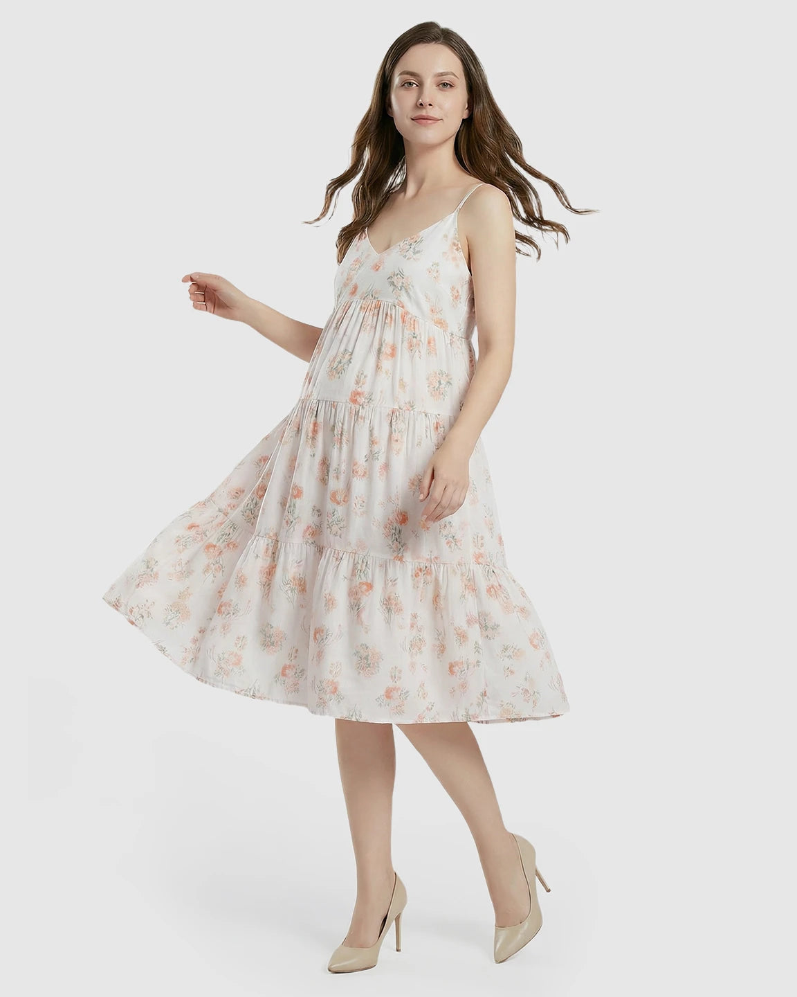 Sleeveless Floral Print Maternity Nightgown