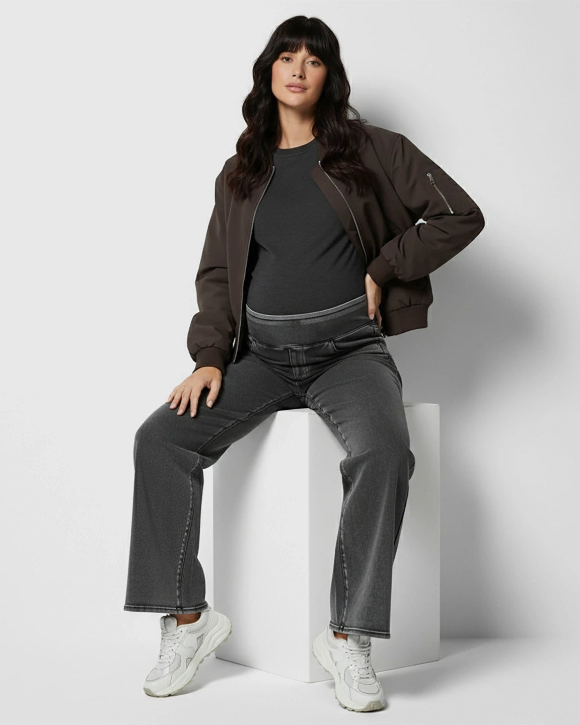 Adjustable Waist Wide-Leg Maternity Jeans