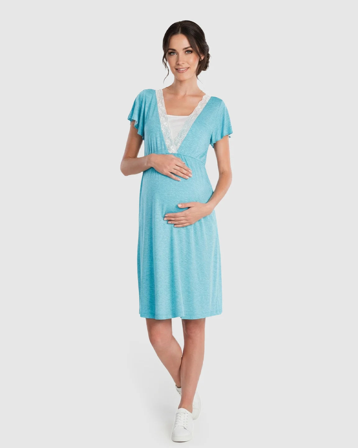 Lace-Trim V-Neck Maternity & Nursing Nightdress