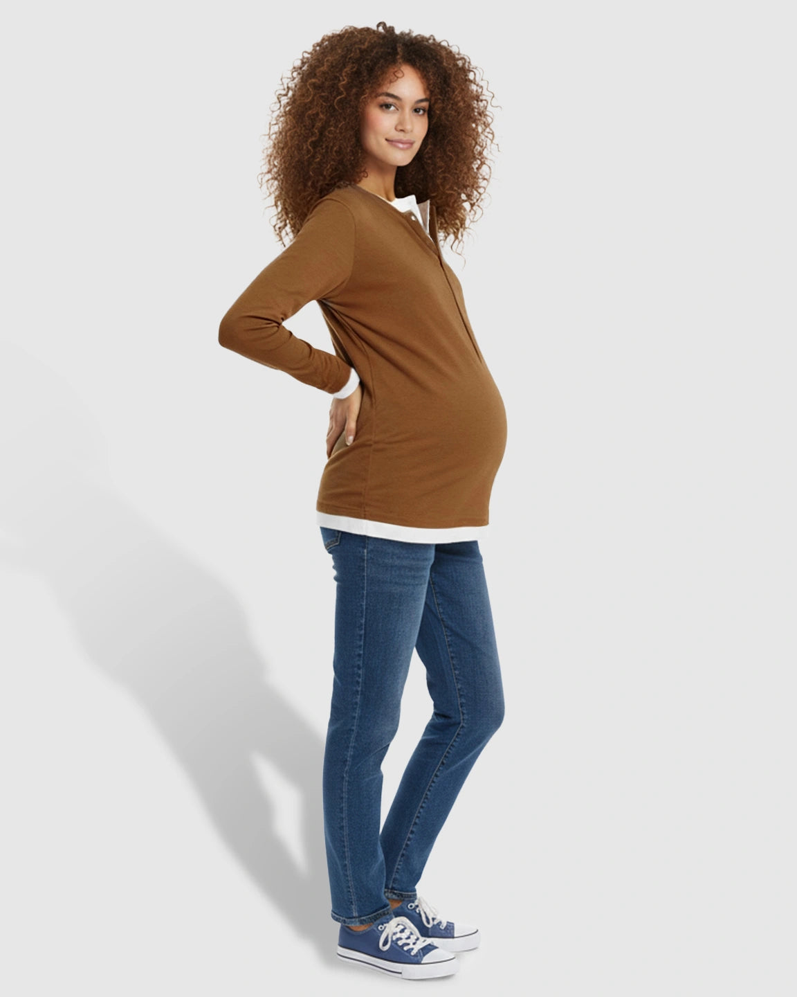 Button-Front Henley Maternity Top