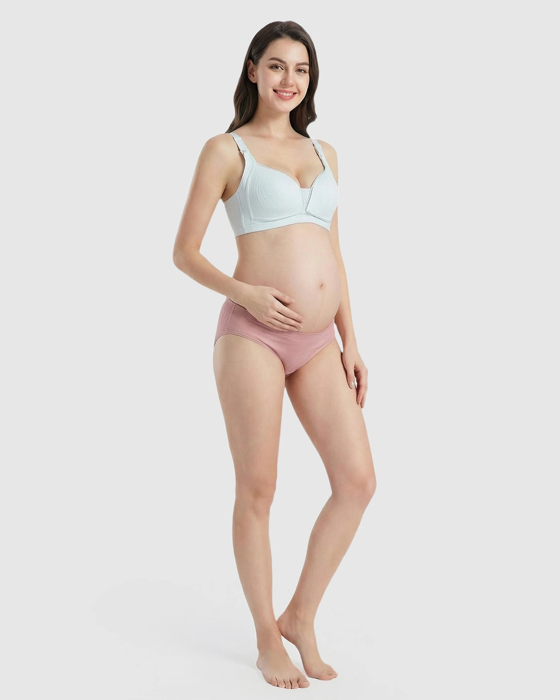 Front-Open Ribbed V-Neck Nursing Bra