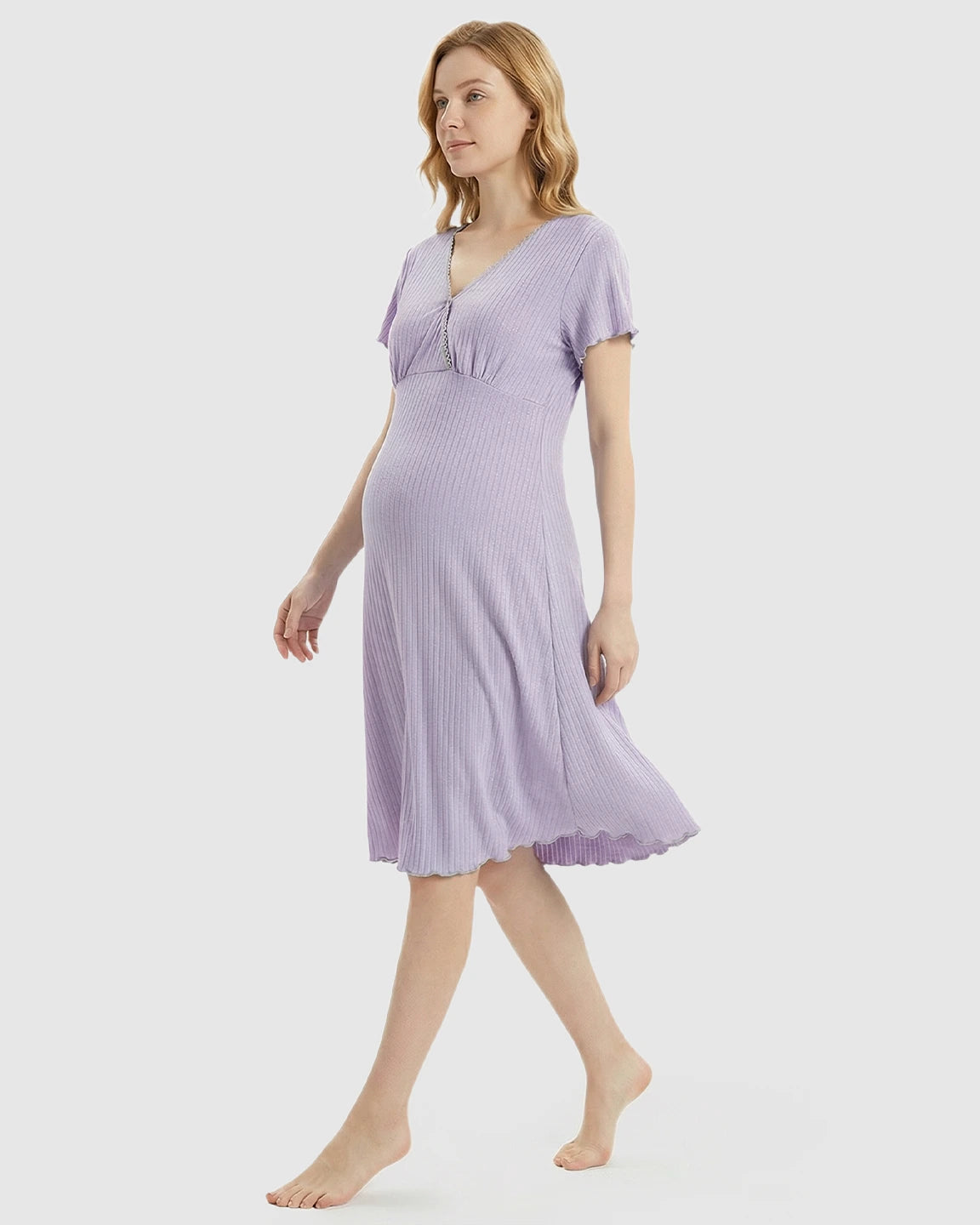 Hidden Nursing Access K-Fashion Maternity Lounge Dress
