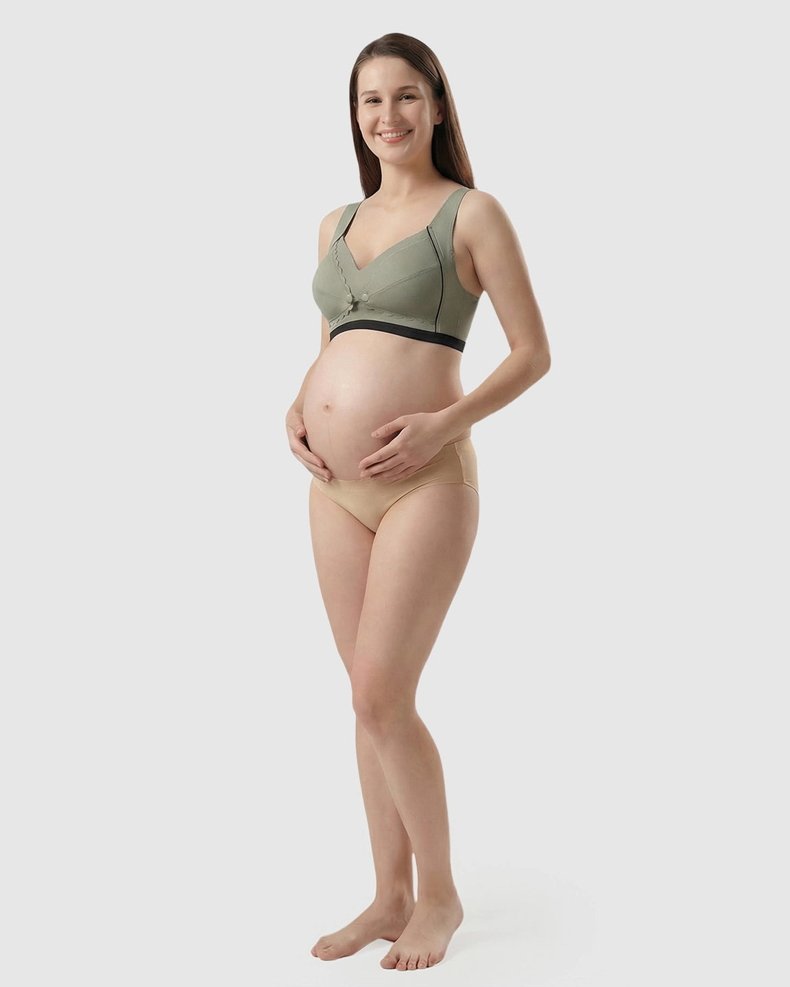 Scalloped V-Neck Contrast Trim Nursing Bra