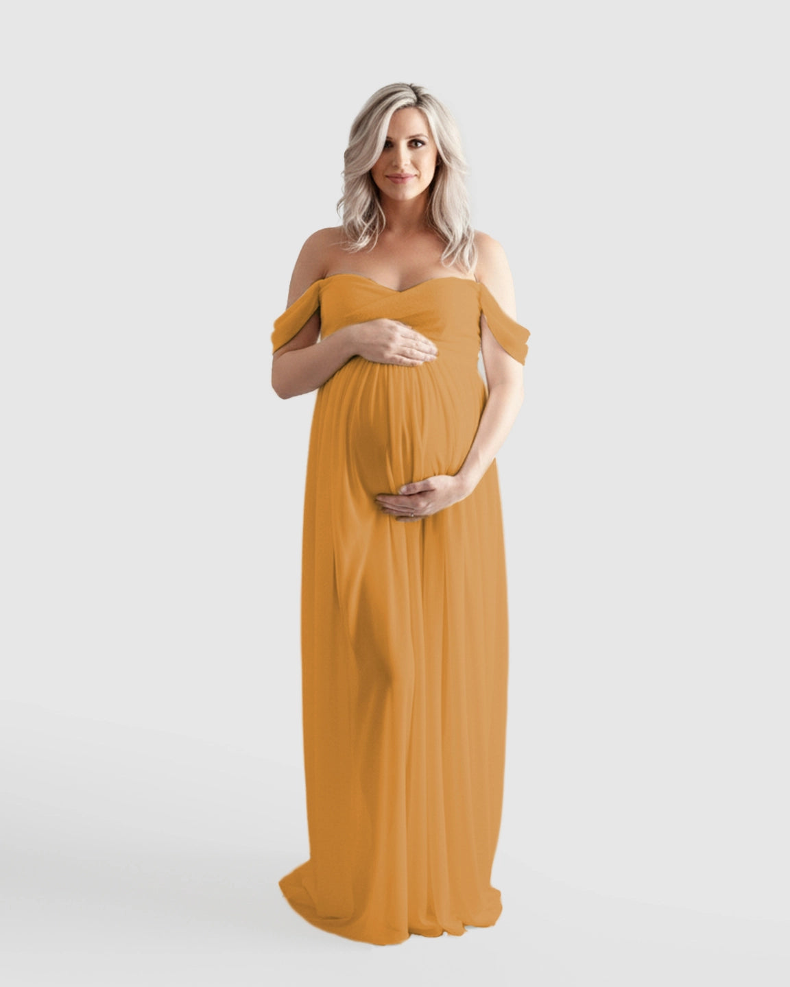 Off-Shoulder Flowing Maternity Photoshoot Gown