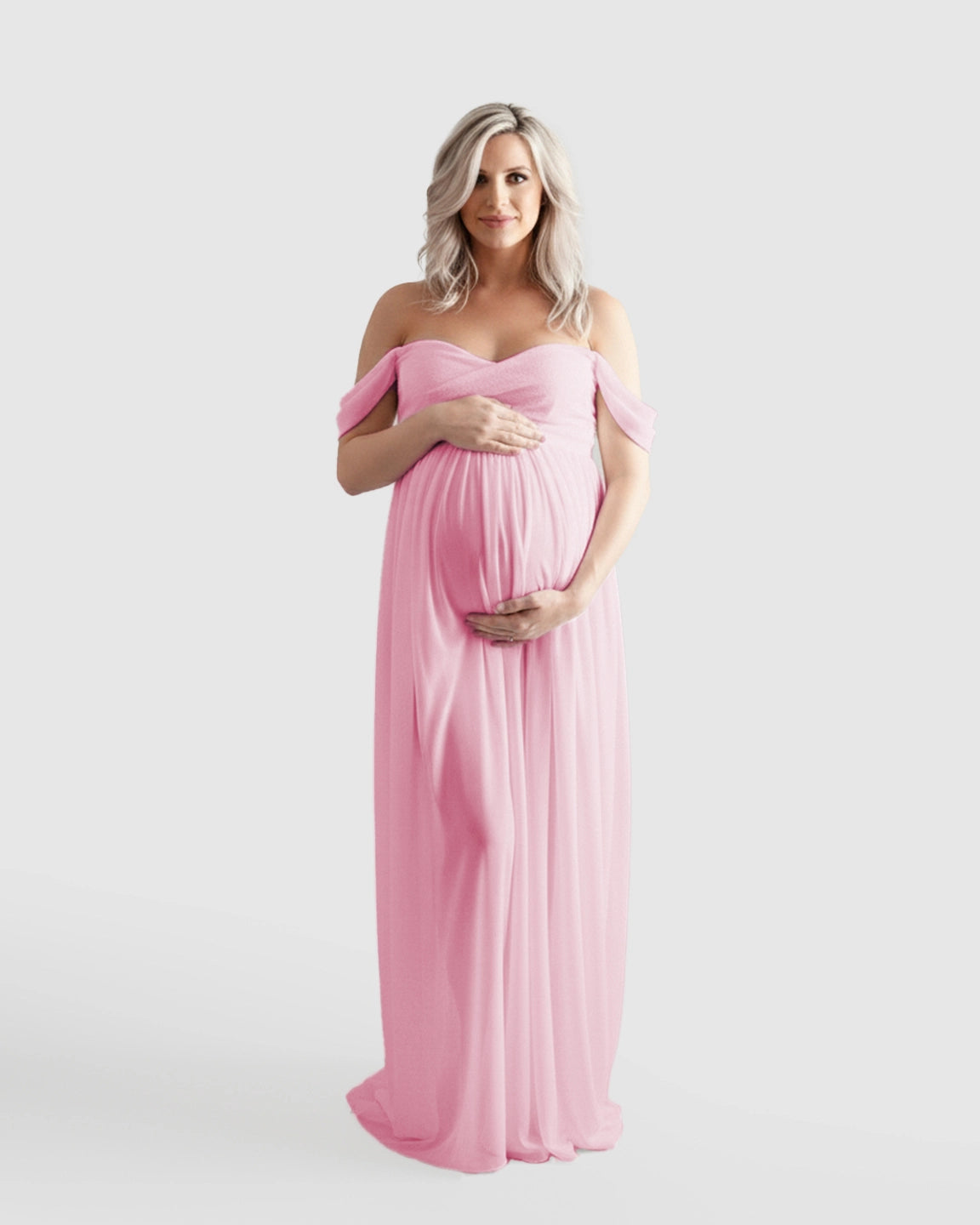 Off-Shoulder Flowing Maternity Photoshoot Gown