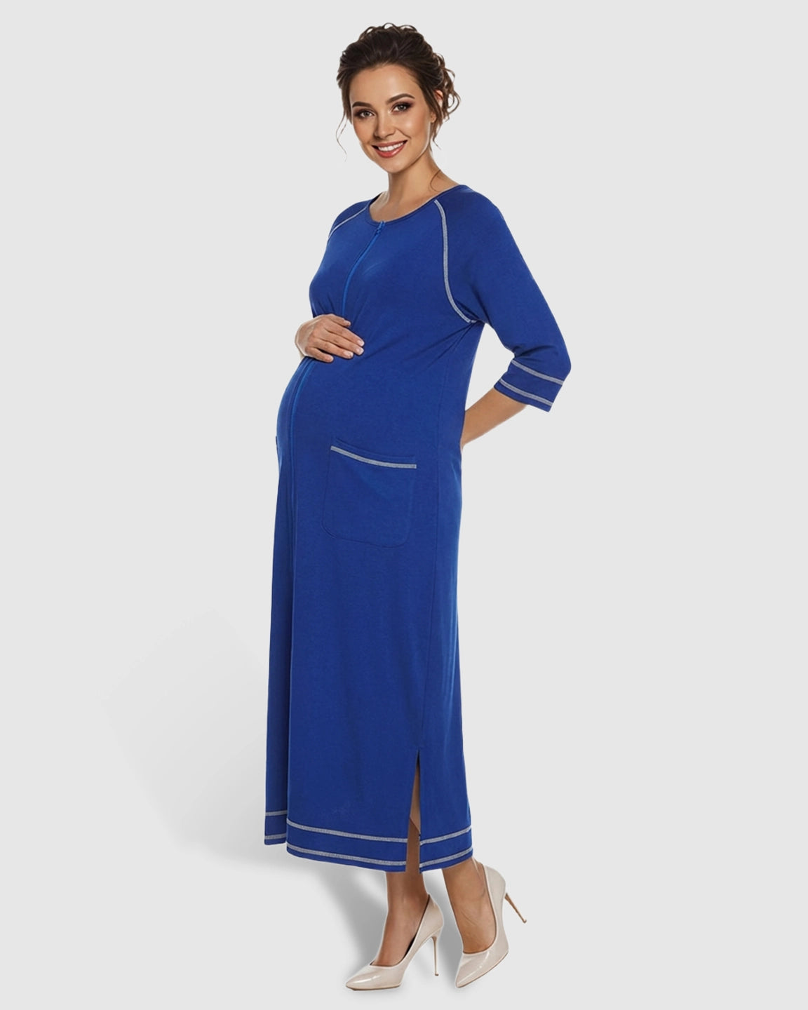 Front Zipper Loose Fit Maternity & Nursing Dress